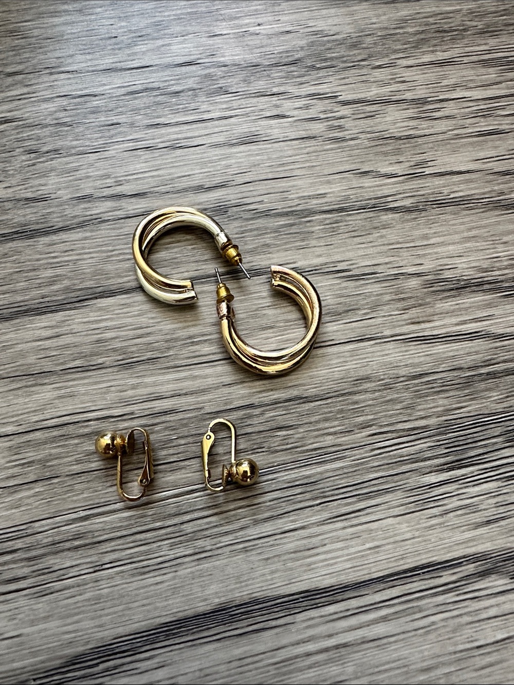 Gold-Tone Hoop Earrings Small Clip on Earrings